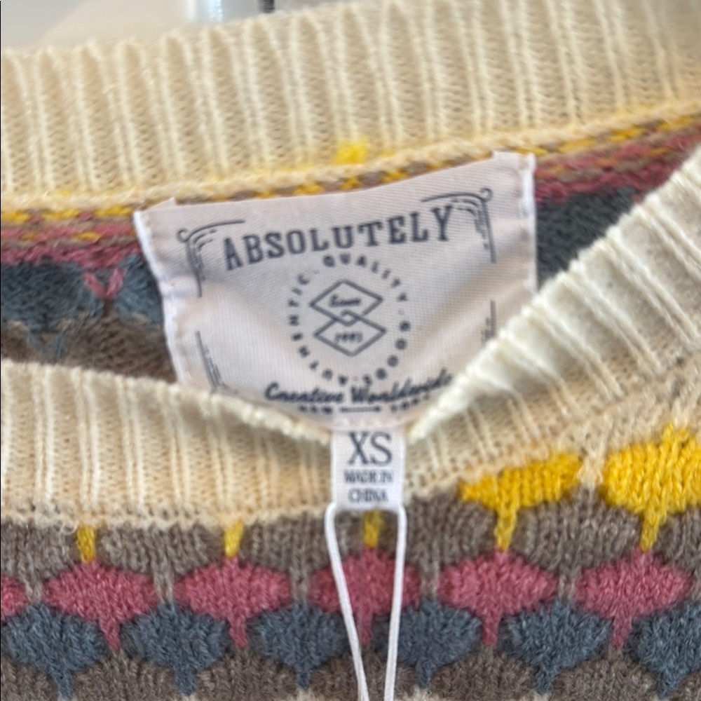 Absolutely Pink and Blue Crew Neck Sweater with Fair Isle Pattern - Picture 2 of 3